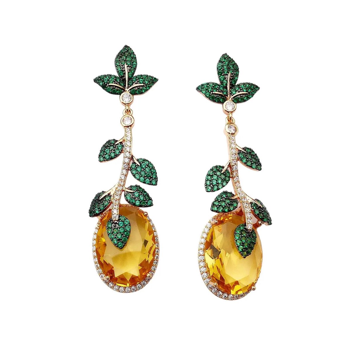 Victoria Valenza Fiore Luxe Oorbellen Dames Messing Oorringen Meerkleurige Steen Oorbellen - Goud kleurig - 1 Paar
