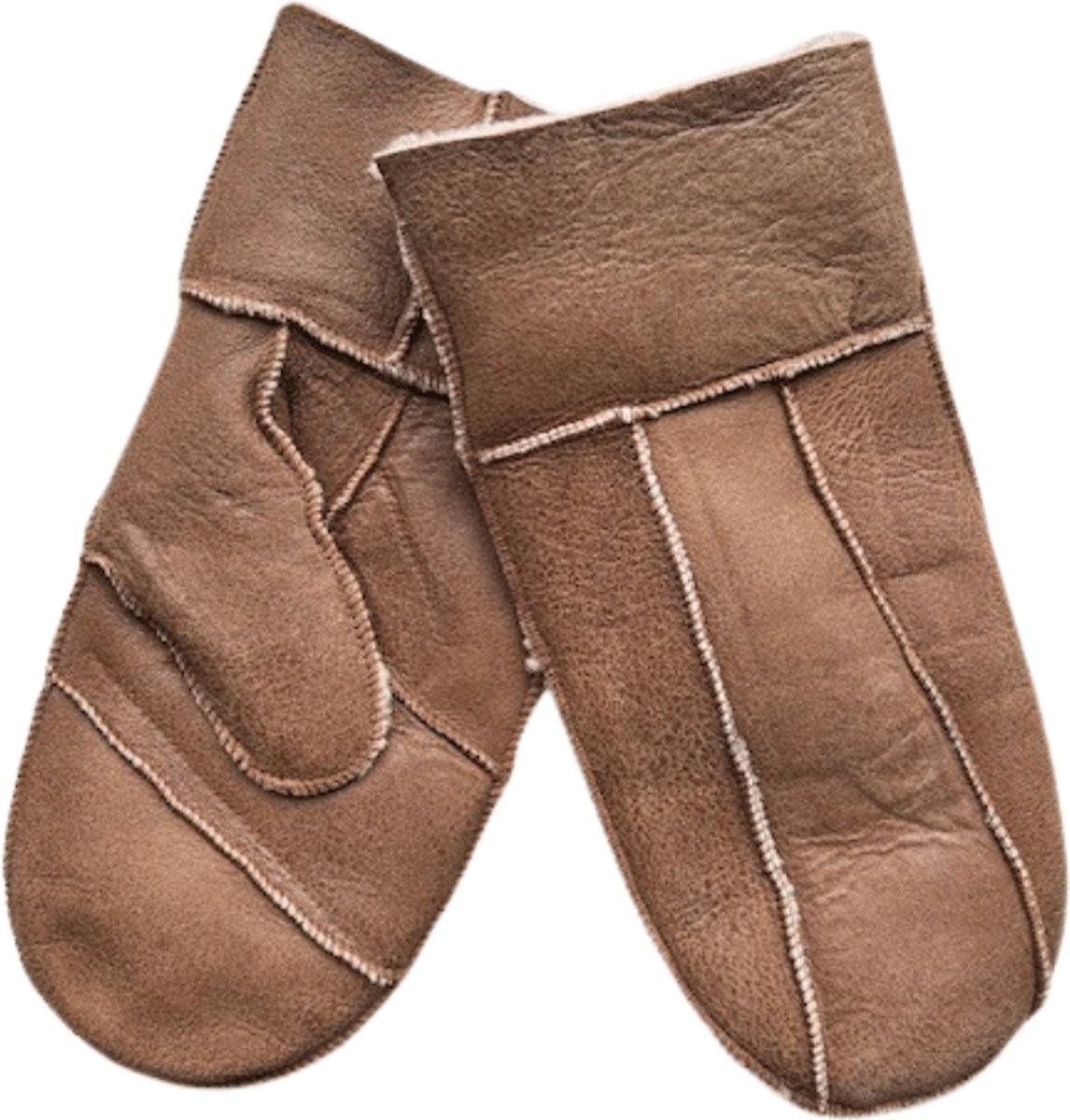 Leren wanten heren - Lammy heren winter - Winddicht en waterafstotend - Wol - One size - Gemêleerd bruin