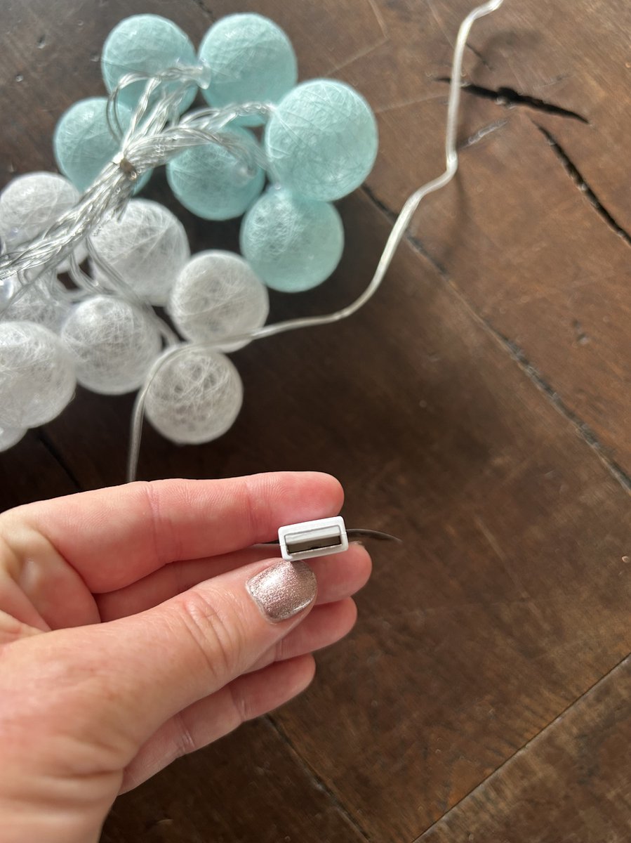 Lichtslinger LED bollen blauw/wit met USB aansluiting - lichtslinger - bolletjes - met USB aansluiting