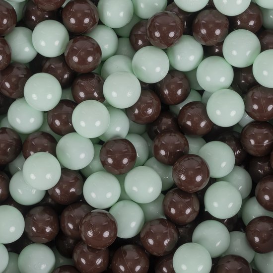 KiddyMoon Piscine à Balles avec Balles Colorées 90X30cm/200 Balles ∅ 7cm pour Bébé Enfants Ronde, Menthe avec Chocolat: Marron/Menthe