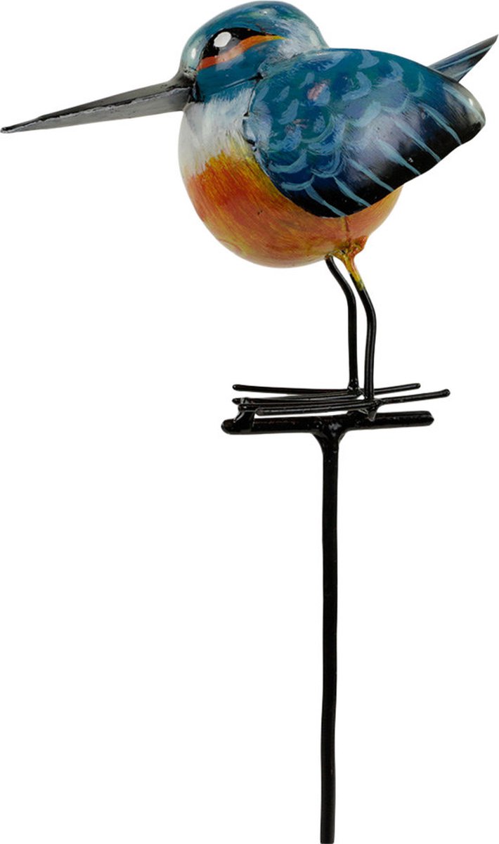 Tuinsteker metaal ijsvogel - Metaal - 53x14x8 cm - Blauw/Oranje - x - India - Sarana -