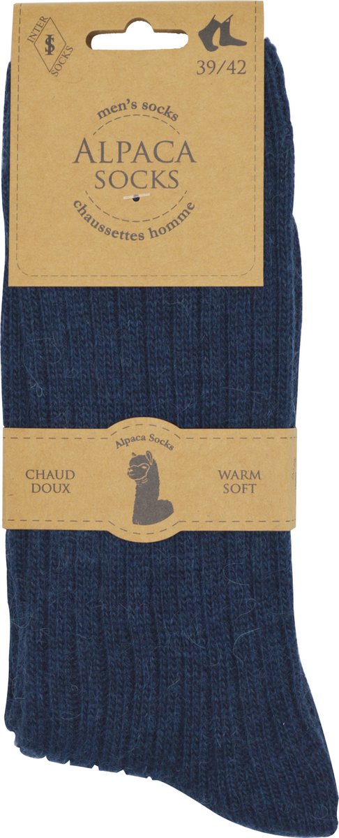 Heren Alpaca - Zeer warme én zachte sokken - 2 paar - maat 39/42 - marine - hoge kwaliteit - warmteregulerend - duurzame sokken - kerstgeschenk - cadeau