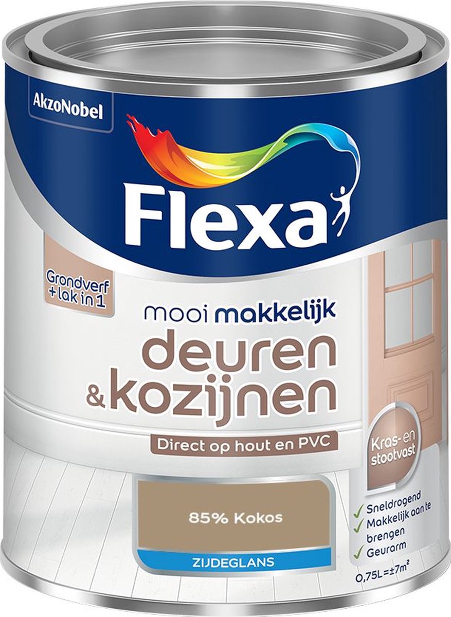 Flexa - Mooi Makkelijk Deuren & Kozijnen Zijdeglans - 85% Kokos - Mengverf - 0.75 L
