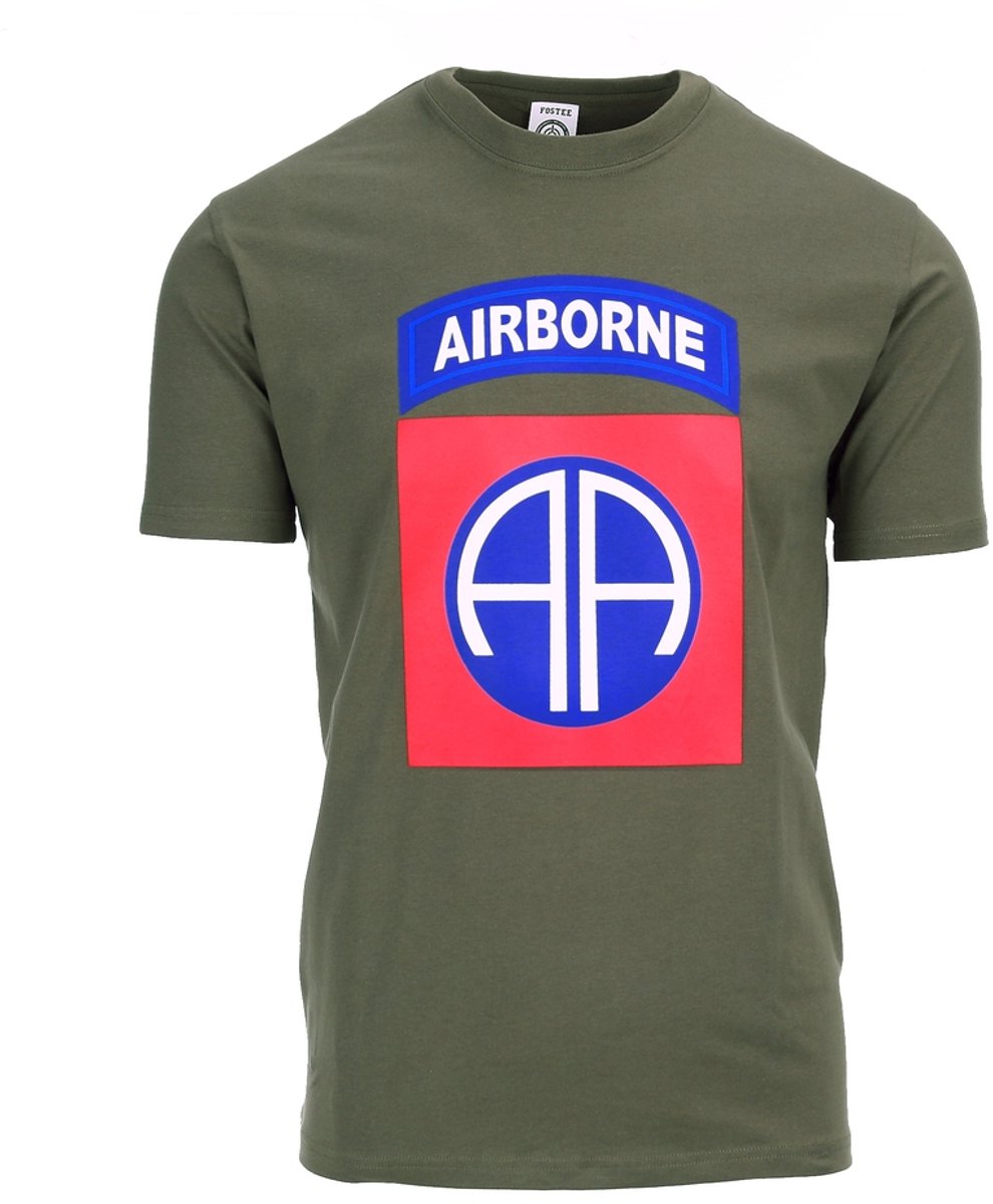 Fostex Garments - T-shirt 82nd Airborne big logo (kleur: Groen / maat: XL)