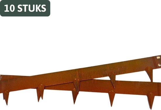 Bordure acier corten Famiflora - Set de 10 bordures connectables (10 mètres) - H16 x L100 cm