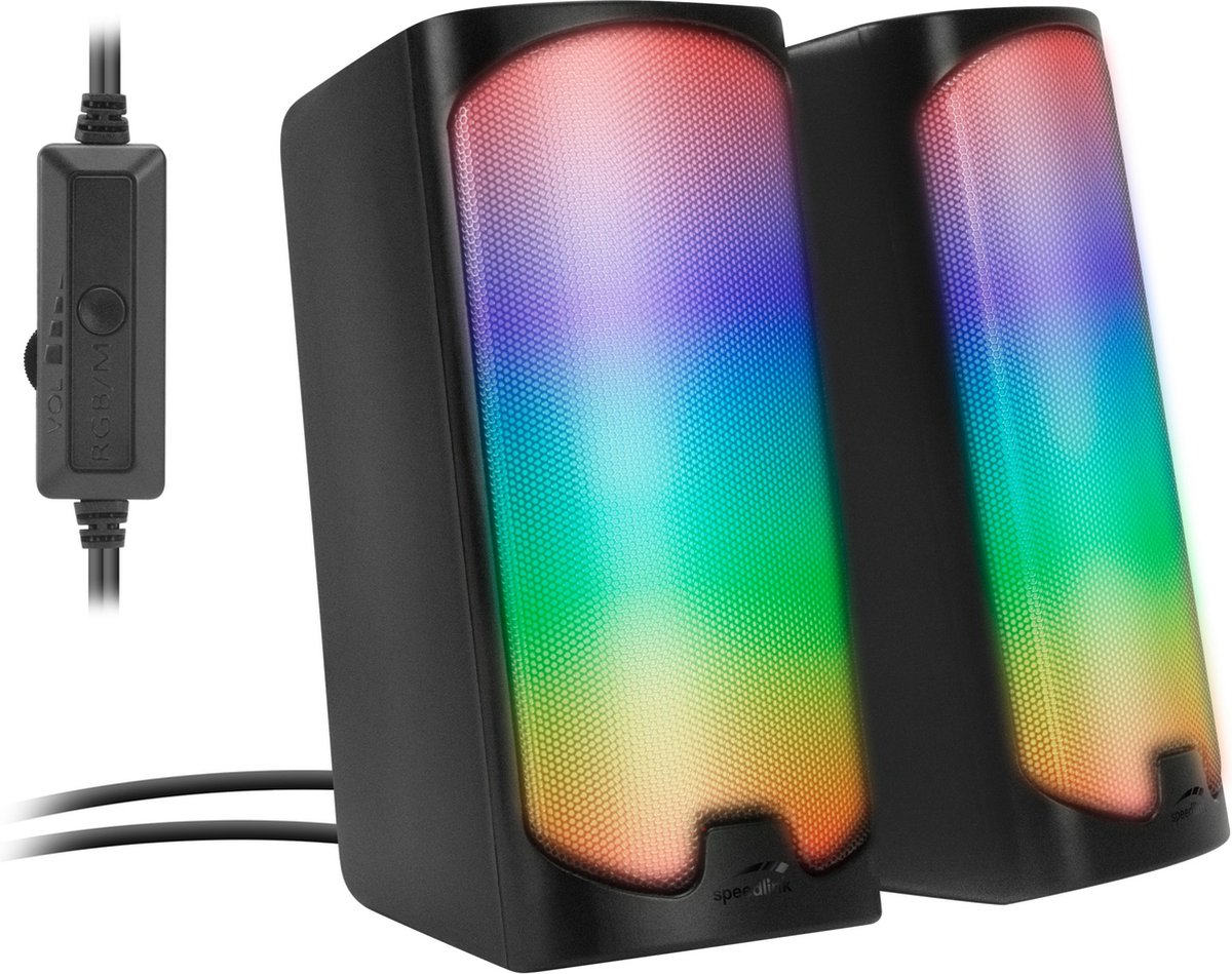 Speedlnk TONOS - RGB Gaming Stereo Speaker - Bluetooth / 3,5mm jack - Zwart
