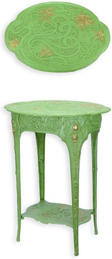 Plantentafel Art Nouveau - Gietijzer Planten Tafeltje - Stevige Groene Tafel - Huis en Tuin Decoratie - 47x36x60