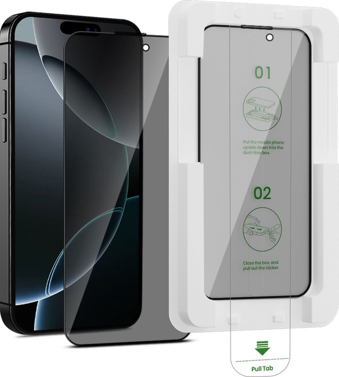 GrizzlyCoat Screenprotector geschikt voor Apple iPhone 16 Pro Glazen | GrizzlyCoat AlignPro AntiSpy Screenprotector Privacy - Case Friendly + Installatie Frame