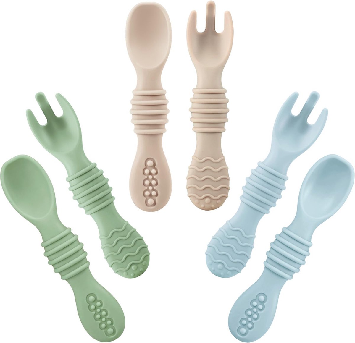 Goedkoopste JGS ® Babylepel Set van 6 Stuks voor Zelfstandig Eten vanaf 4 Maanden, Siliconen Bestek voor Kleintjes