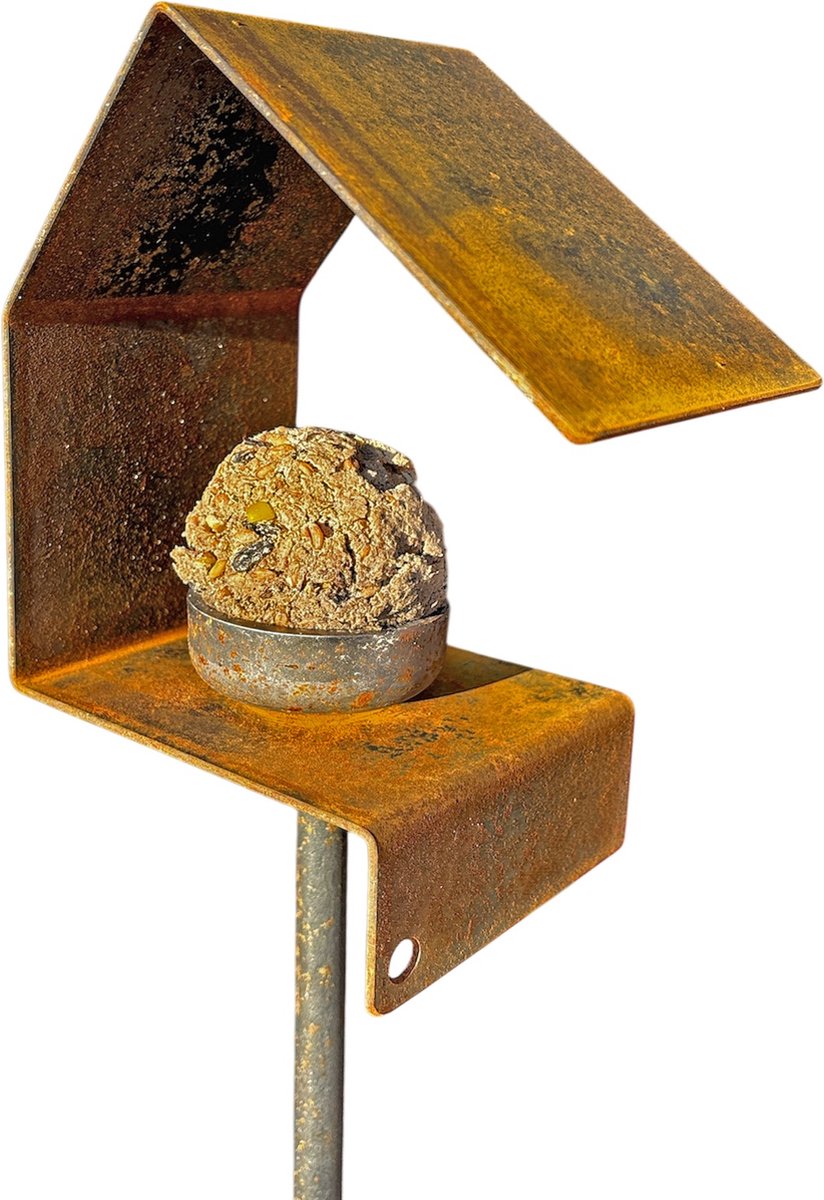 Voederhuis Vogelhuis Cortenstaal op standaard