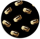 WallCircle® Wandcirkel 60x60 cm - Muurcirkel Macarons - Patroon - Goud - Zwart - Muurdecoratie woonkamer - Wanddecoratie keuken - Kamer decoratie accessoires - Ronde schilderijen