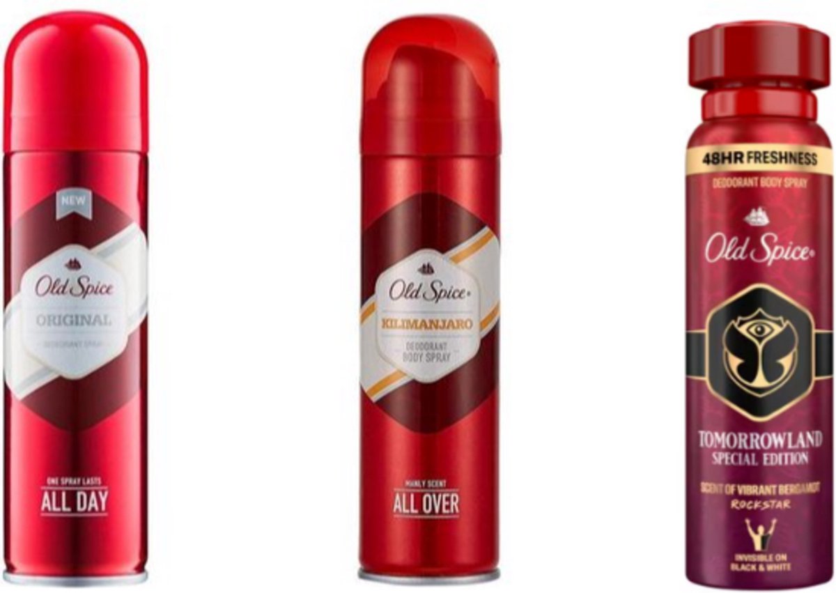 Goedkoopste Old Spice Deo spray mix high endurance collection (original, whitewater, kilimanjaro