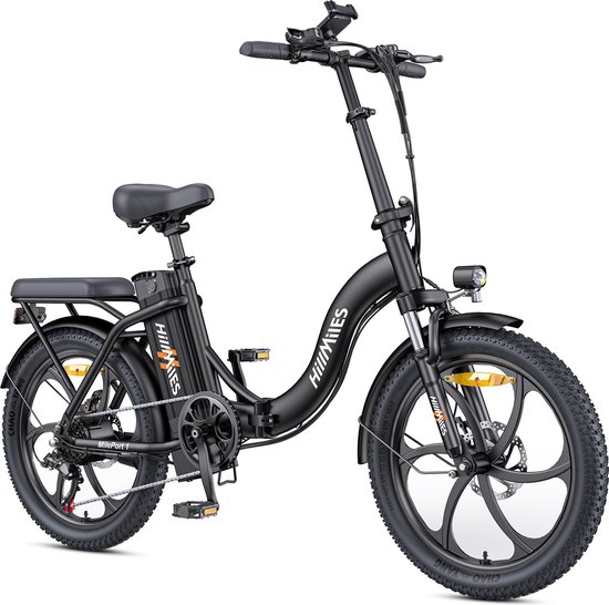 Hillmiles MilePort 1 Elektrische fiets - Actieradius 80km - Verwijderbare batterij 36V13Ah - Motor 250W - Shimano 7 versnellingen - 20 Inch opvouwbare City Commuter E-Bike - Zwart — afbeelding 2