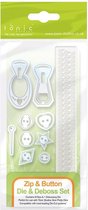 Tonic Studios SEW Pretty-ZIPS & Buttons DIE & Deboss Set 1229E.