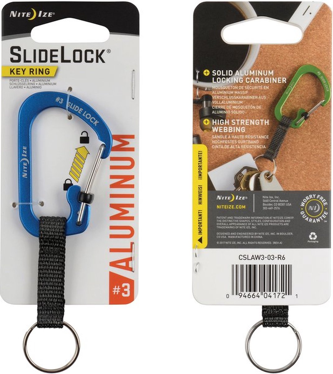 NITE IZE SlideLock Key Ring Aluminum - Blue