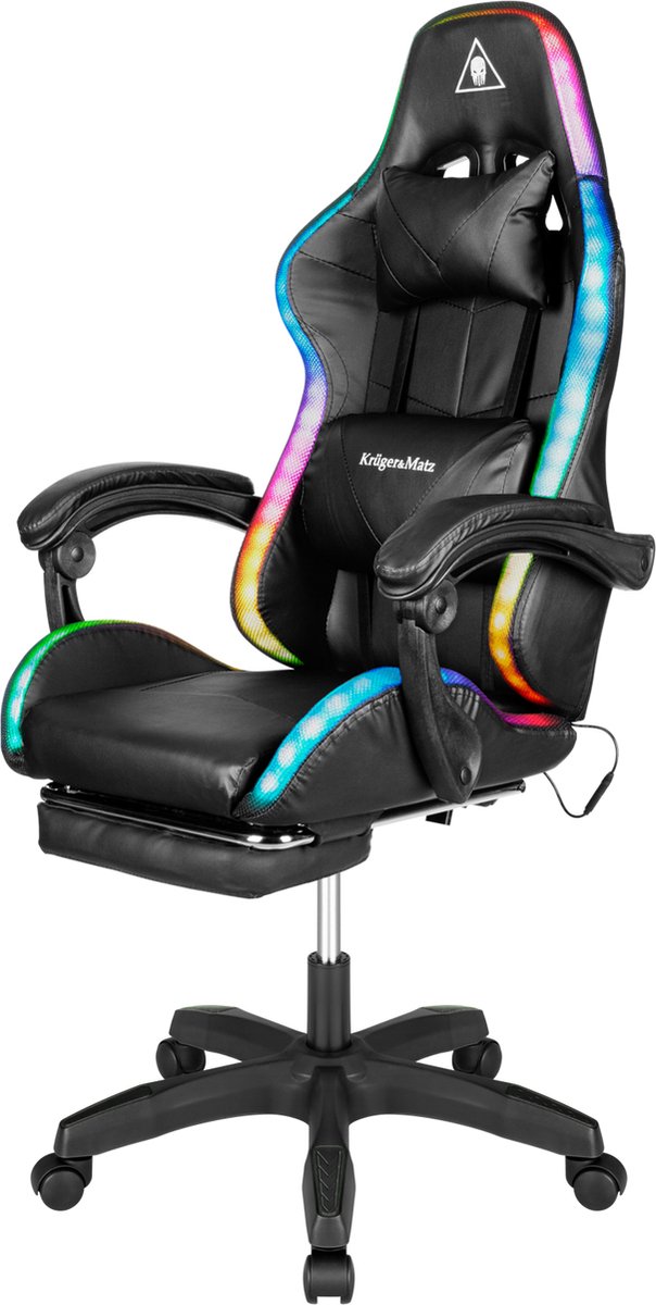 Afbeelding 2 van Krüger&Matz KM0790BLED - GX-150 game stoel met LED verlichting - gaming chair - gamingstoel - RGB - zwart