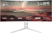 Bol.com GAME HERO® 34 inch UltraWide QHD Curved Gaming Monitor met ingebouwde speakers - 165 Hz - 1ms aanbieding