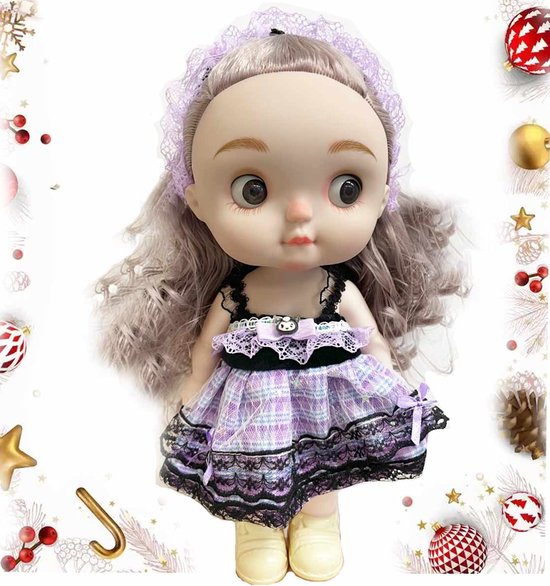 Meedeer 24 cm modepop-Babypop-Poseerbare Modepop-Lang haar-geschikt voor kinderhanden-Verstelbare armen en benen-Met geluid-speelgoed-kleding en accessoires voor meisjes van 3 jaar en ouder van Meedeer — afbeelding 5