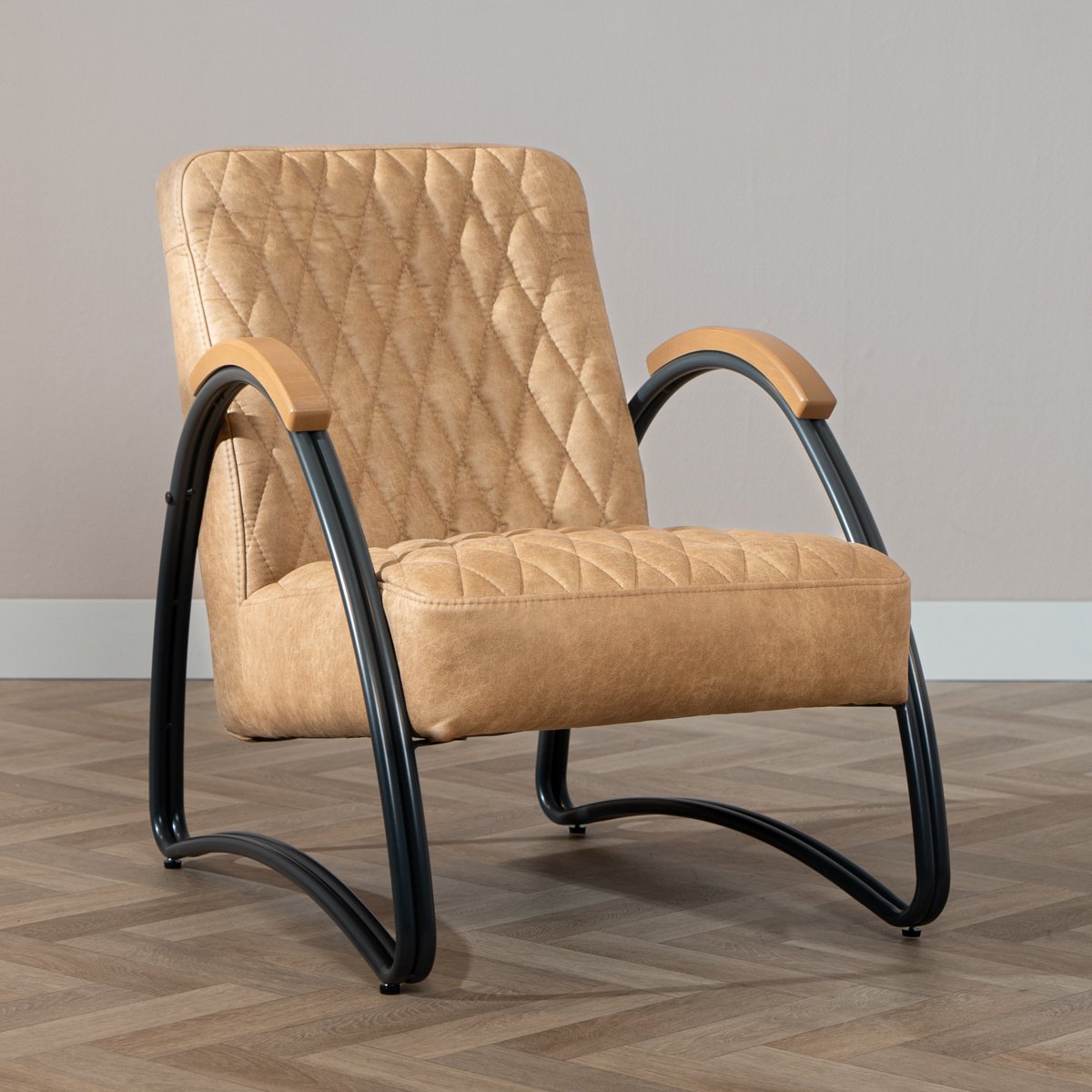 Bronx71® Industriële fauteuil Ivy eco-leer beige