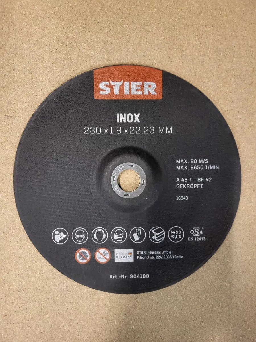 STIER – Doorslijpschijf voor Edelstahl/INOX – Flexschijf – 230x1,9 mm
