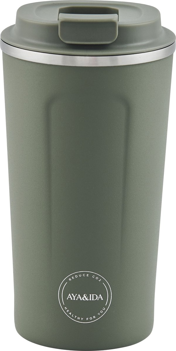 AYA&IDA - CUP2GO - thermosbeker - koffiebeker - coffee to go - reisbeker - meenemen - 500ml - TROPICAL GREEN