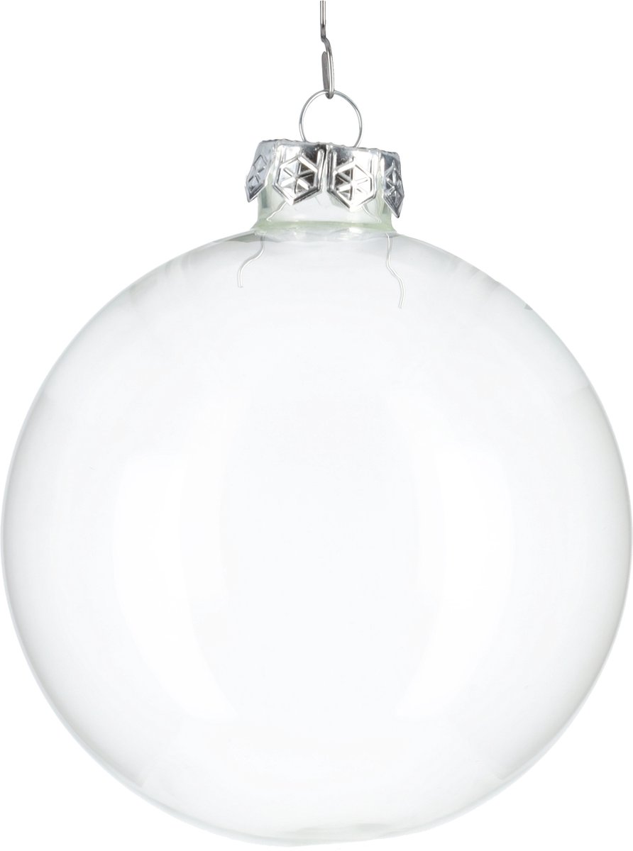 Glazen kerstballen - Set van 4 stuks/100mm - Luxe kerst decoratie - Sfeervolle kerstversiering voor in de kerstboom - Glas - Doorzichtig – foto 5