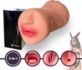 VIVIDIA 3-IN-1 Pocket Pussy voor Man - Realistische Vagina & Anus & Mond - Masturbator voor Man - Blowjob & Vagina & Anus Penetratie - Kunstvagina & Kunstanus & Kunstmond in één - Sex Toys voor Mannen – Roze (Beige)