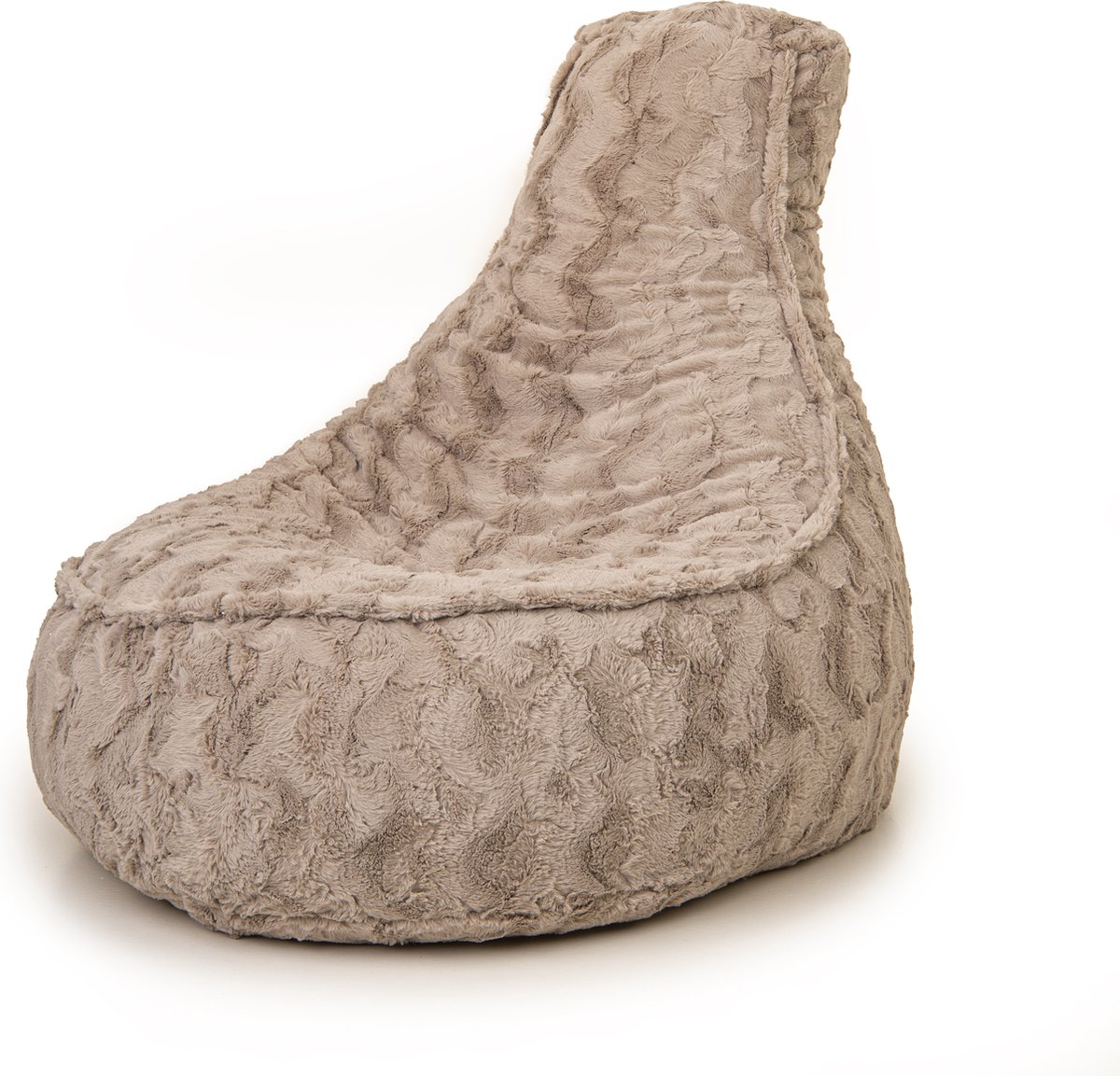 Drop & Sit - zitzak/stoel - stijlvolle bontlook (faux) - beige - Noa JR - 100 Liter