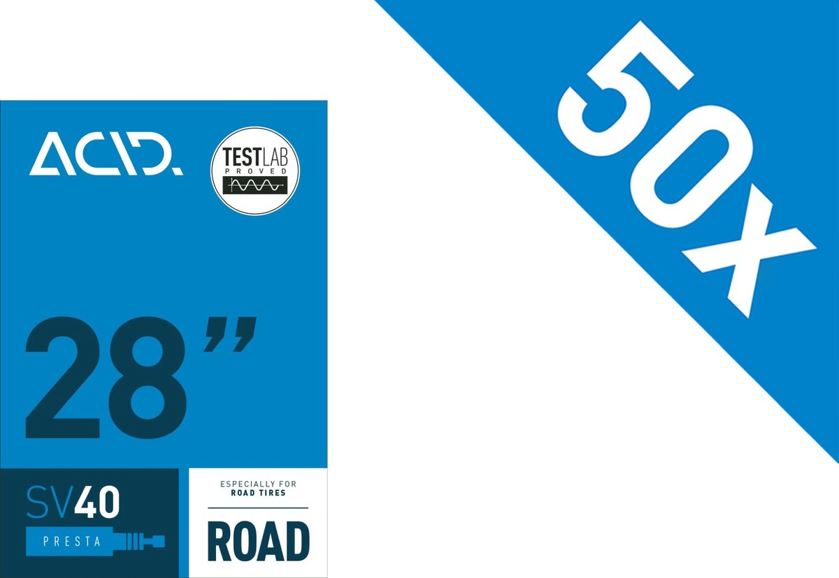 Acid Tube 28" Road SV 40 mm Workshop 28/32 - Fietsband - Binnenbanden - Geschikt voor Fiets - Tubeless - Fiets Accessoires - Tube Fiets - 40 mm Ventiel - 50 stuks