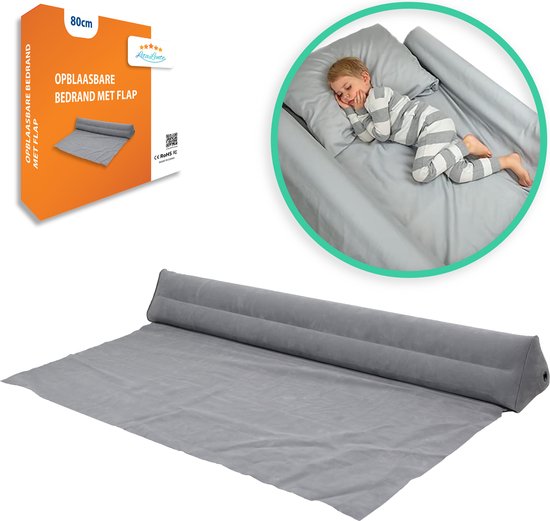Bord de lit gonflable avec rabat - 80CM - Barrière de lit - Protection antichute pour tout-petits et Enfants - Barrière de lit et protection de lit - Barrière de lit - Enfants - Tout-petit - Bébé - Safety - Protection de sécurité de lit