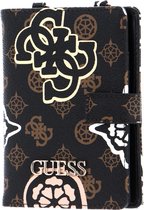 GUESS Étui pour carte d'identité Porte-cartes House Party Passport Case Brown Logo Multi Multicolore