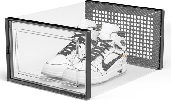 YONO Sneakerbox - Système de rangement pour baskets - Boîte à Chaussures pour femmes transparente - Zwart - 1 pièce