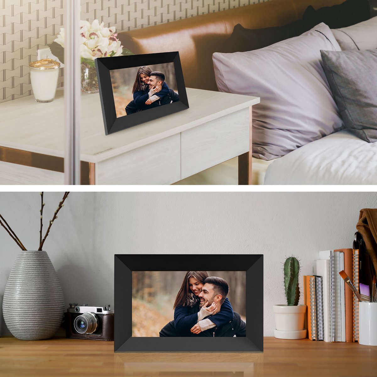 SILTCON Digitale Fotolijst met WiFi | 10.1 Inch HD Display - Frameo App - 16GB Opslag - Touchscreen Digitale Fotolijst