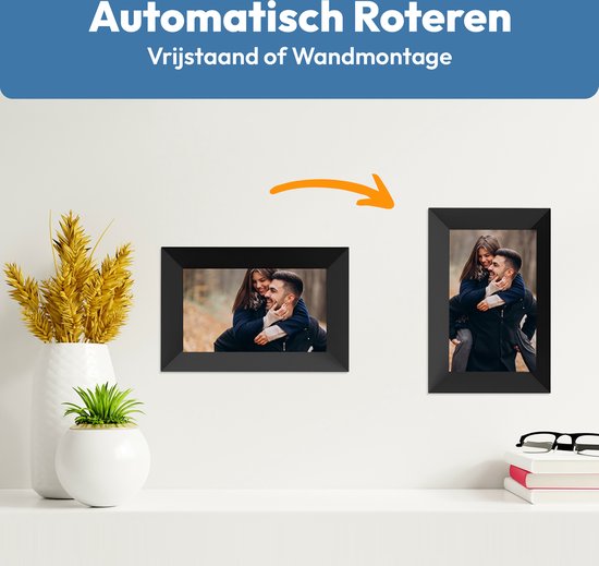 Dragon Touch Classic 8 Digitale Fotolijst 8 Inch WiFi - 16GB, HD IPS, Foto/Video/Kalender/Wekker/Weer