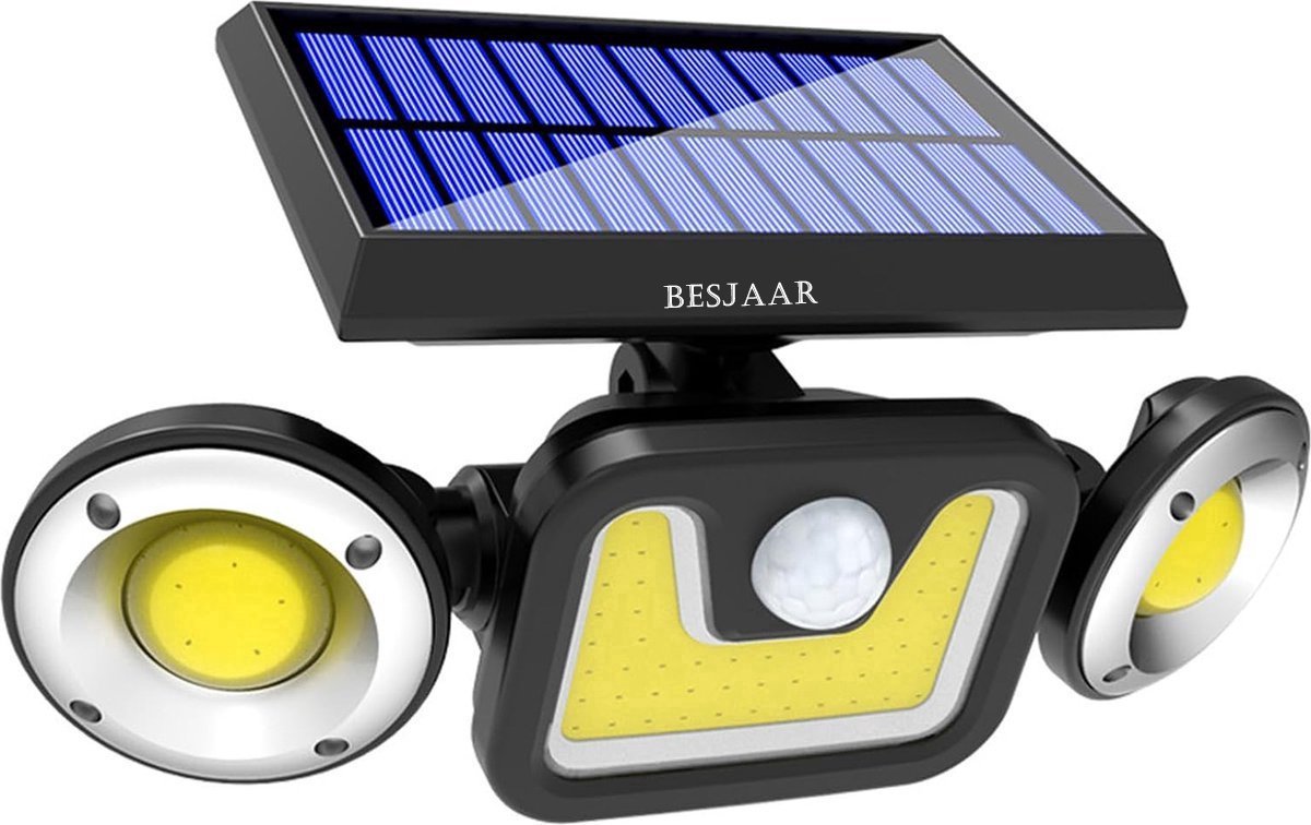 Bol.com Besjaar Buitenlamp met bewegingssensor – Buitenverlichting Zonne Energie – Sensor – Solar – Dag Nacht Sensor – 100 LEDS ... aanbieding