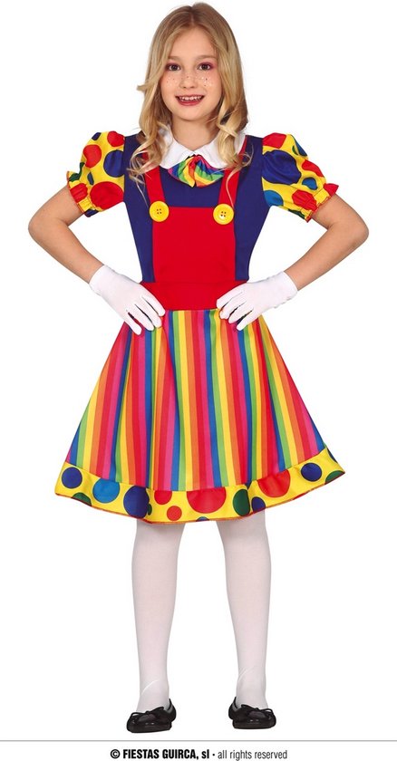 Costume de clown et bouffon | Joyeux Clown heureux coloré | Fille | 3-4 ans | Costume de carnaval | Déguisements