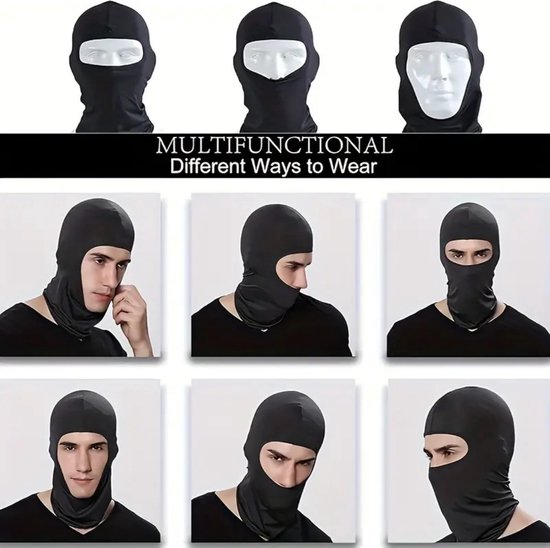 Masque d’hiver Bovista - Cagoule - Masque de ski - Masque de ski - Cagoule - Face Mask complet - Zwart + Wit + Grijs