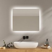 EMKE Miroir de salle de bain LED LM09 - Sans cadre - Miroir de douche anti-condensation - 3000K chaud/6500K froid - Suspension horizontale/verticale - 50 x 60 CM