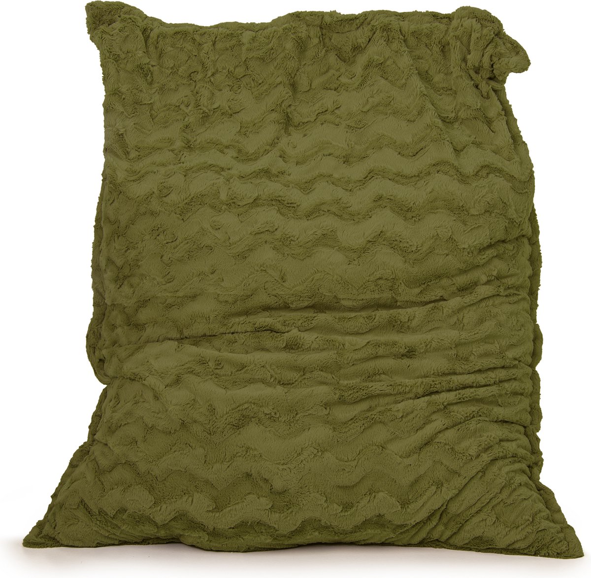 Drop & Sit - zitzak/zitkussen - stijlvolle bontlook (faux) - olijf - 100x 150 - heerlijk zacht
