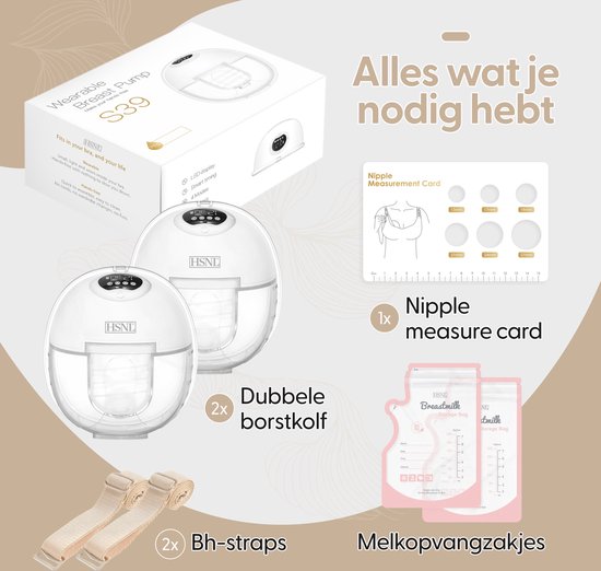 HSNL® Luxe Elektrische Borstkolf - Handsfree Borstkolf - Dubbele Kolf - Borstkolf - Draadloze borstkolf - BPA Vrij -Inclusief Melkopvangzakjes van HSNL® — afbeelding 3