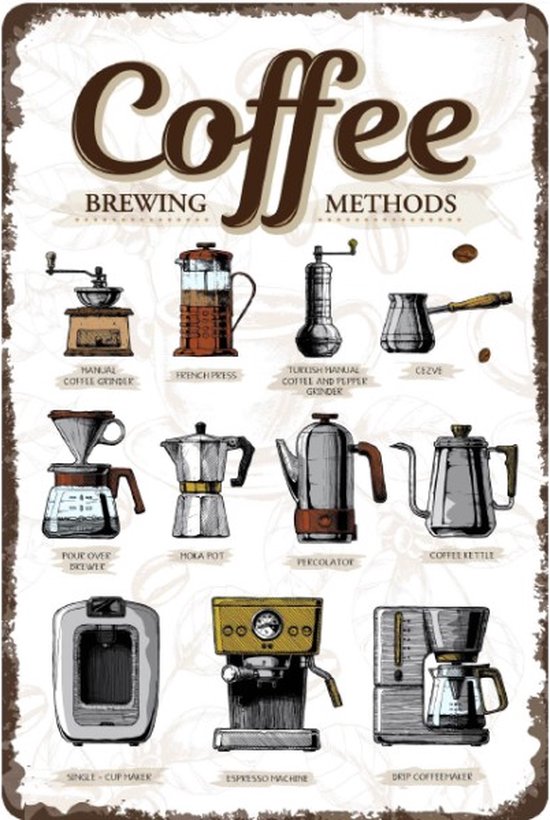 Vier verschillende soorten koffie