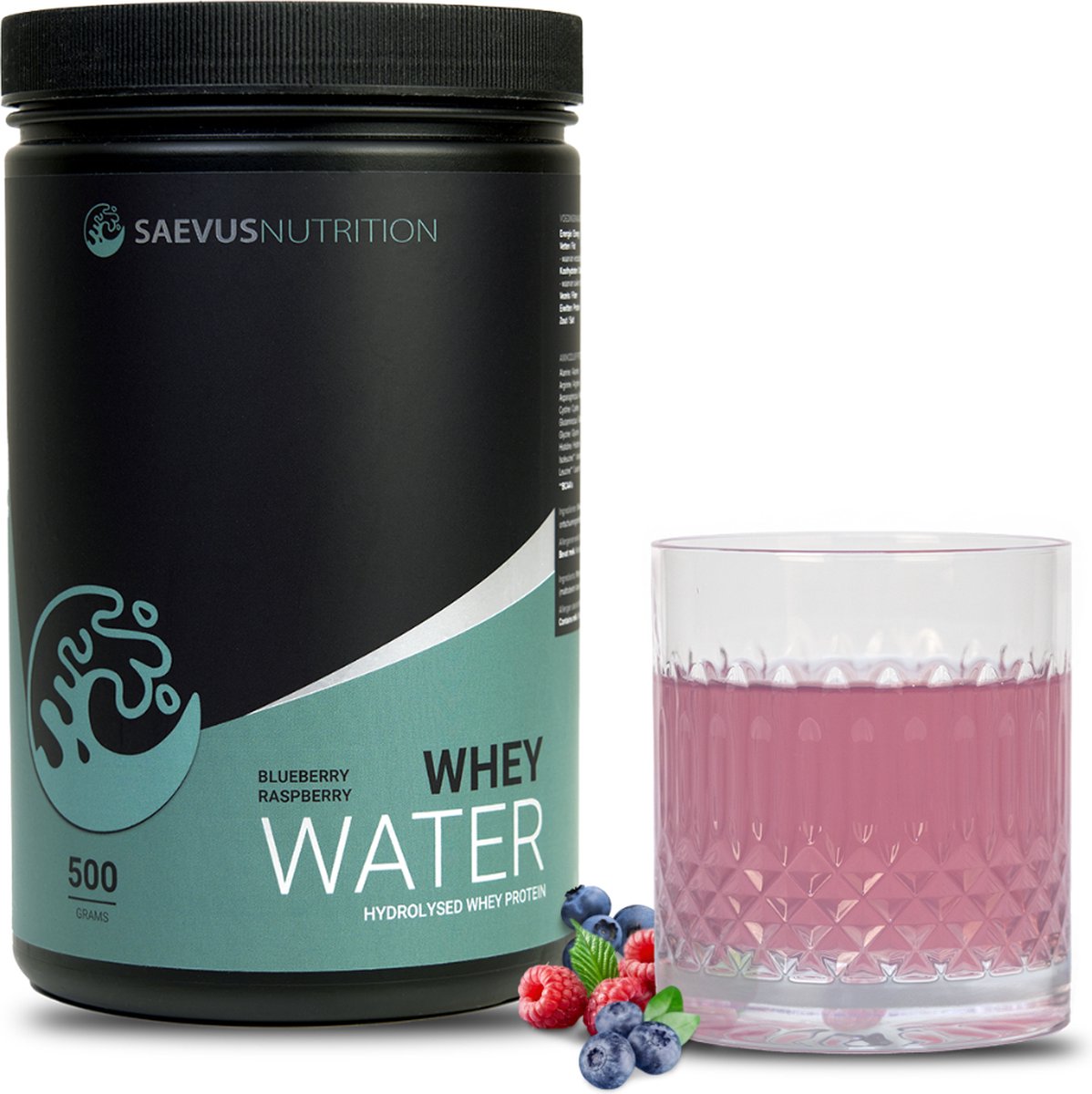 Saevus Nutrition - Whey Water - 500 gr - Smaak Raspberry/Blueberry - 20 servings - Clear Whey Isolate - Proteïne