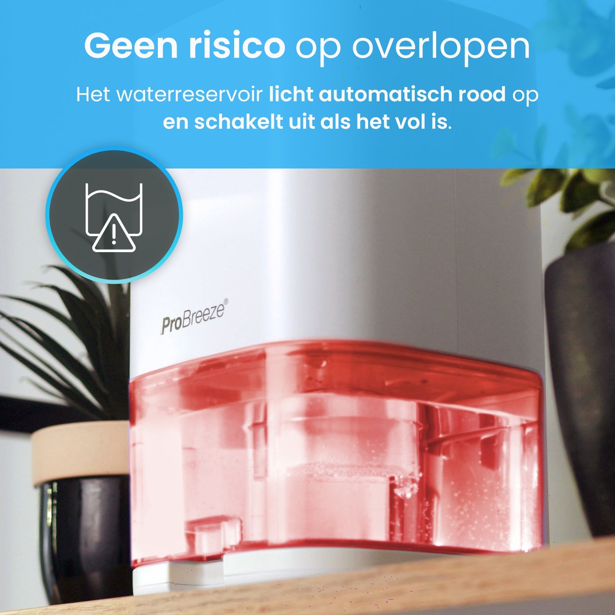 Pro Breeze 1000 ml Luchtontvochtiger, Automatische Uitschakeling, LED Verlichting - Dehumidifier - Schimmel en Vocht Verwijderen in de Slaapkamer, Badkamer, Garage of Kelder thumbnail 5