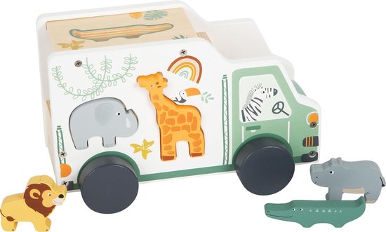 Foto: Ocreon safari dieren speelgoedwagen houten speelgoed voor kinderen vanaf 1 jaar