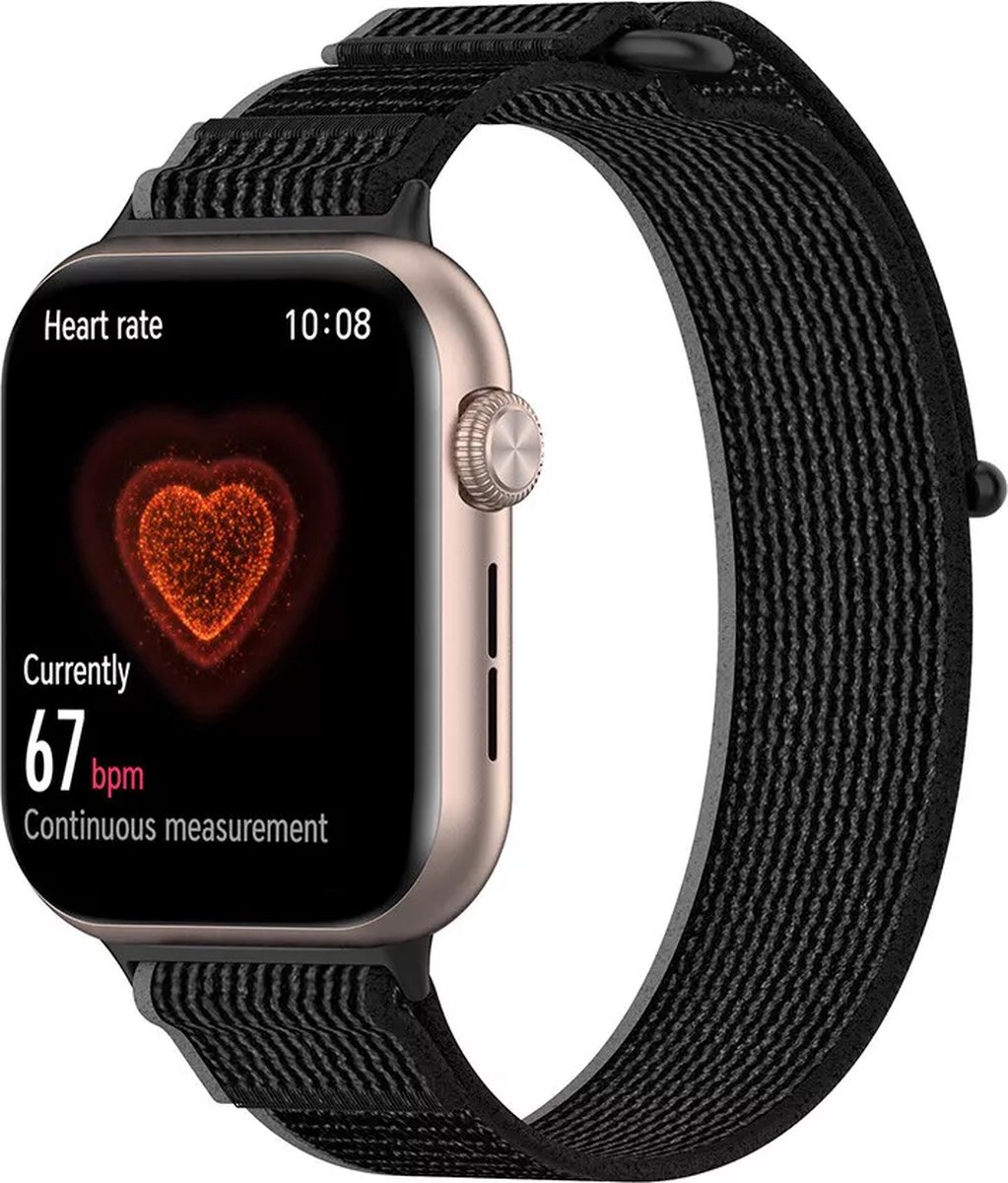Strap-it Nylon bandje met klittenbandsluiting - geschikt voor Honor Watch 5 (zwart)