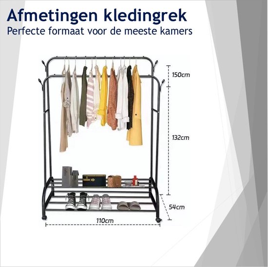 MeubelsvanJoep kledingrek wit dressboy - Kledingrek dubbel met