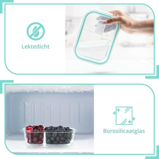 Winter Shore Glazen Voedsel Opslag Containers met Deksels 630 ml
