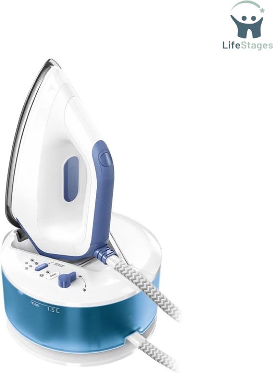 AEG ST5-1-2DB Stoomstrijkijzer, stoomdruk 5 bar, stoomstoot tot 160 g/min, 2400 W, snelstart, lekvrij, fijne was, waterreservoir 1,2 l, blauw