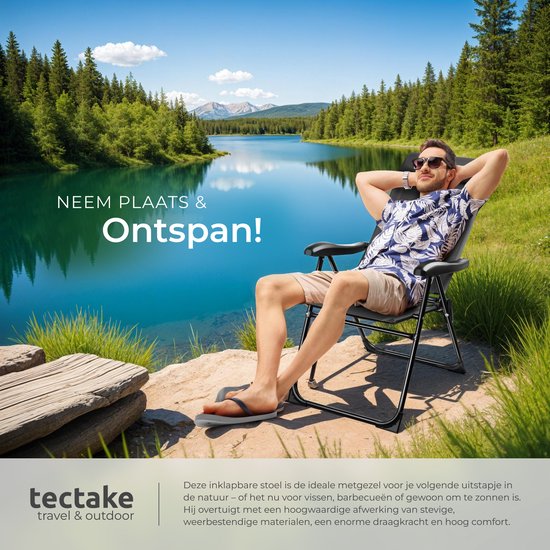 tectake® - Campingstoel - inklapbaar -staal met aluminium frame - set van 4 - antraciet van TecTake — afbeelding 2