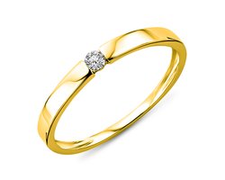 Miore Pure Ring - Gemaakt van 14 Karaat Goud - Met Diamanten - Handgemaakte Sieraden - Elegant - Elegante Dames Sieraden - Maat 58